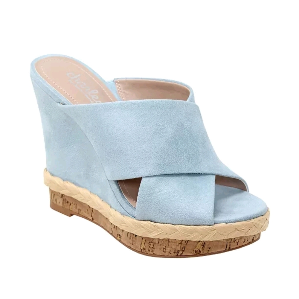 Charles David Chic Light Blue Wedge Sandals
